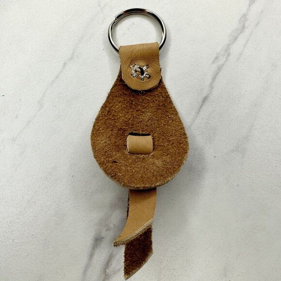 Soft Brown Leather Fringe Western Concho Boho Keychain Keyring - Picture 3 of 10
